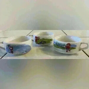 Set of 3 Vintage Campbell's Soup Kids 1980s Ceramic Stacking  Soup Mugs